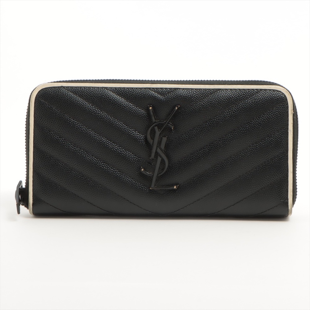 SAINT LAURENT Monogram Matelasse Zip Around Calfskin Continental Wallet